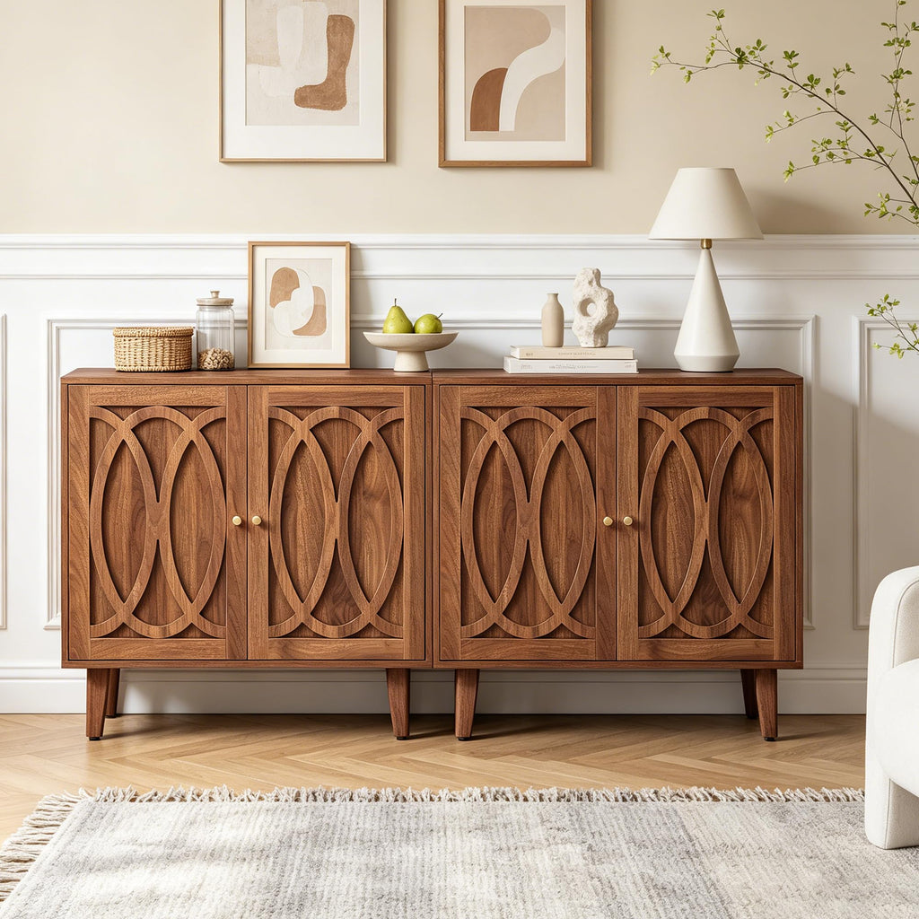 94.5" Mid Century Modern Sideboard Buffet Cabinet with Storage