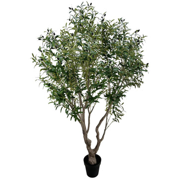 7FT Artificial Olive Tree - Realistic Faux Olive Tree with Natural Trunk and Lifelike Olives, Tall Fake Olive Tree &