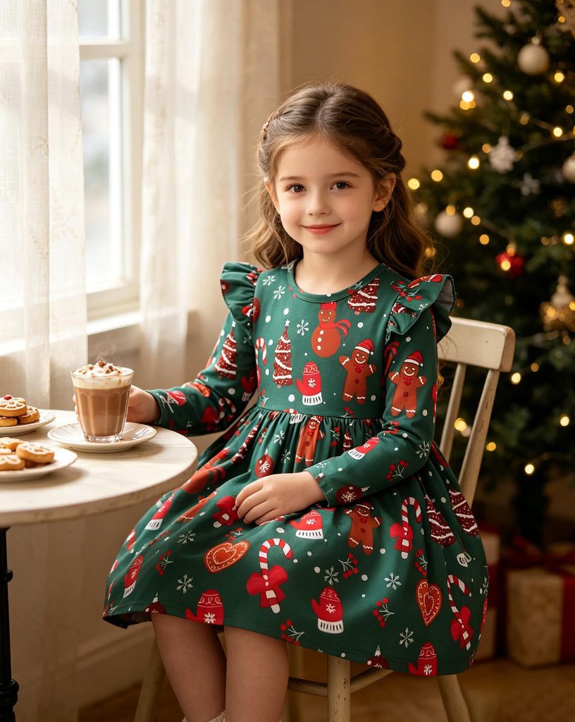 Christmas Dresses 6 Fall Dress Girls Toddler 6t Gingerbread Green
