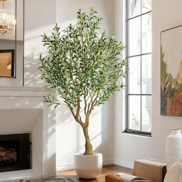6ft Faux Olive Tree with Pot & Moss Artificial Olive Plant Fake Olive Tree Decor, Large Indoor Artificial Trees Faux