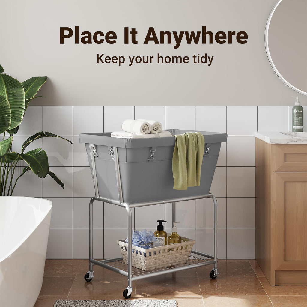 Rolling Laundry Hamper with Wheels, Removable Bag, Laundry Cart