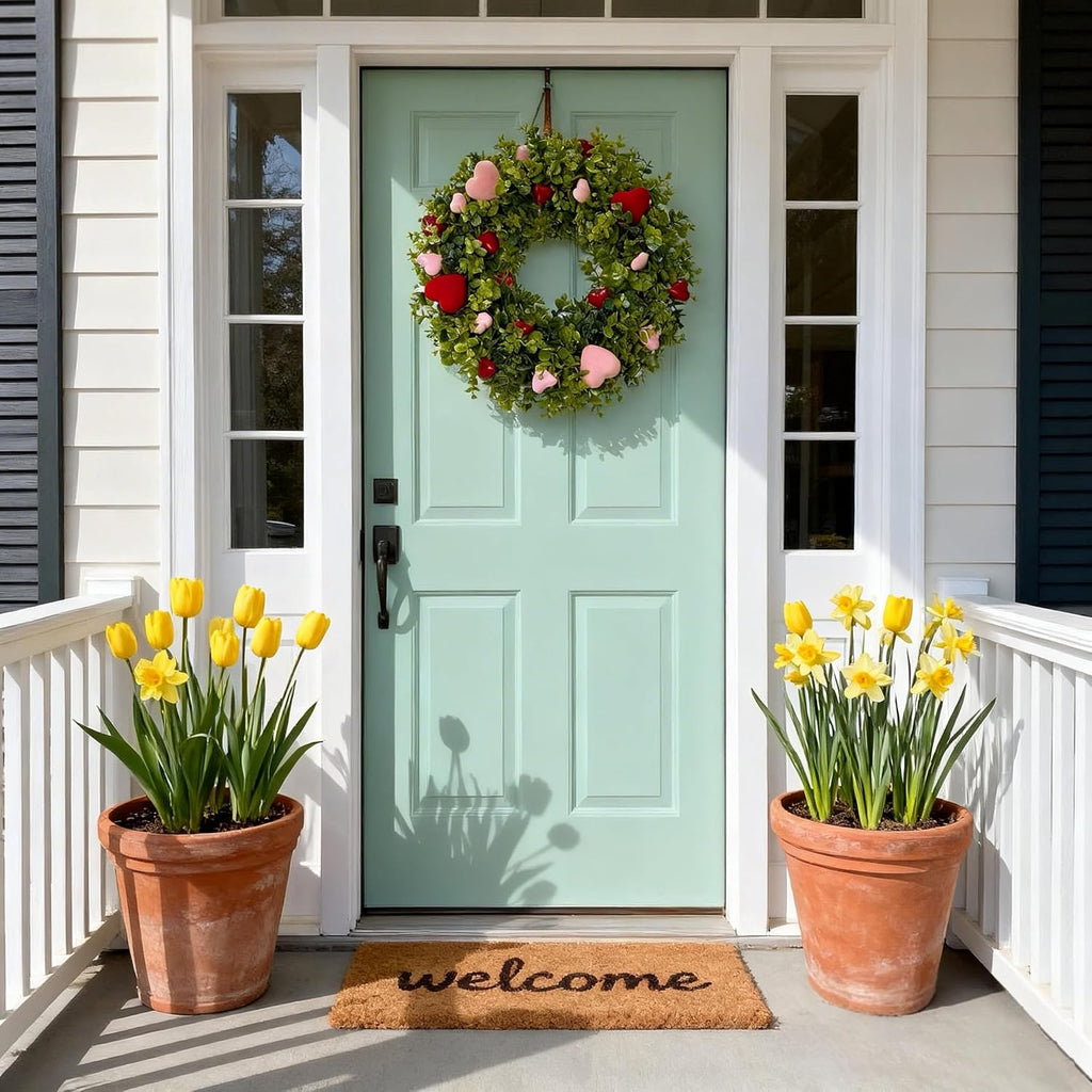 18 Inch Boxwood Valentines Day Heart Wreaths for Front Door