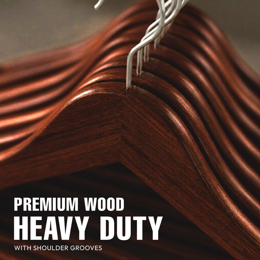 Wooden Hangers 30 Pack - Slim Suit Hangers Brown
