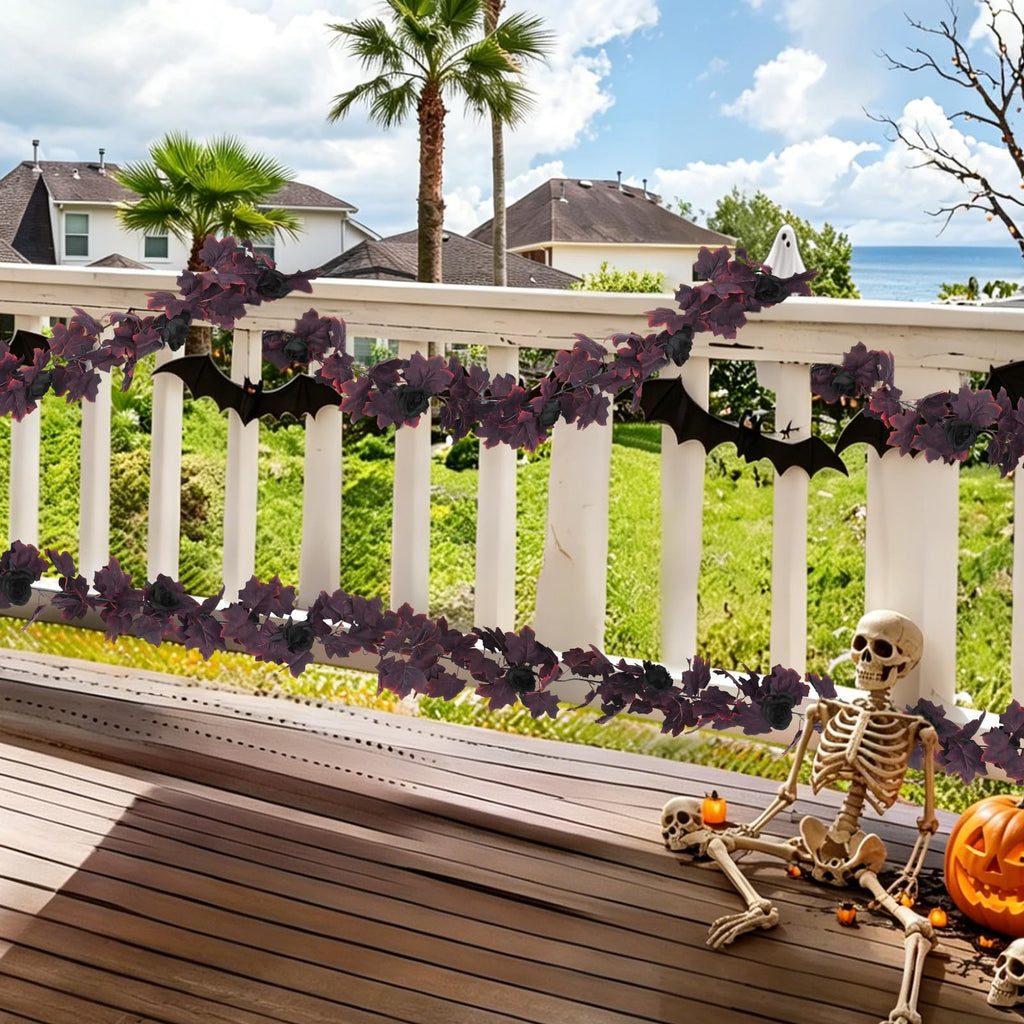 Black Artificial Fall Maple Leaf Garland Autumn Fake Maple Vine