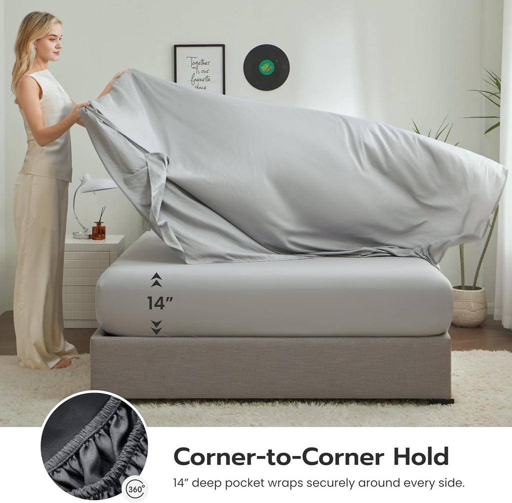 Joiedomi Queen Comforter Set with Sheets Dark Grey, 7 Pieces Queen Bed Set with 1 Down Alternative Comforter