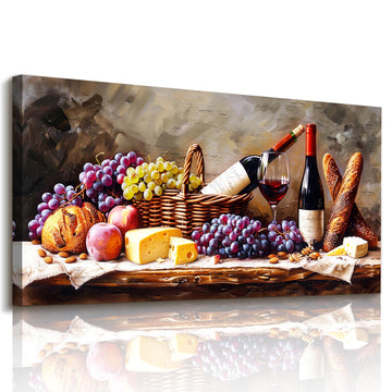 Rustic Wall Decor Wine Grape Canvas Prints 24"x48"