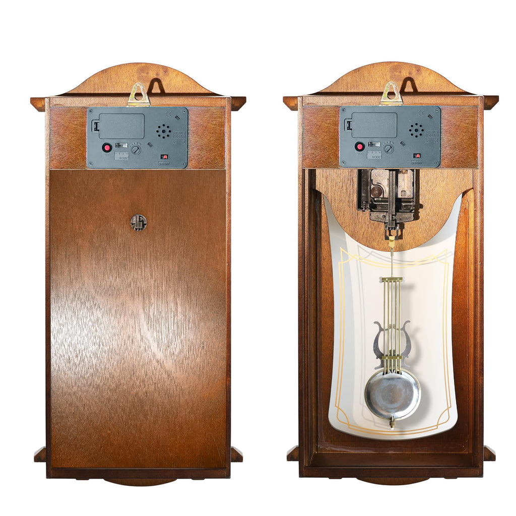 22IN Grandfather Vintage Wall Clock with Pendulum and Chime, Hour/Quarter-Hour Chime, Mahogany Wooden Frame, Large