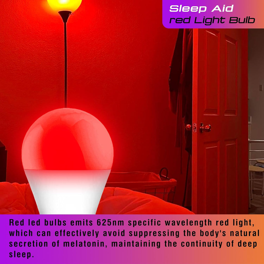 Red Light Bulbs for Sleep, 100% Blue Light Blocking, 3W Red Night Light