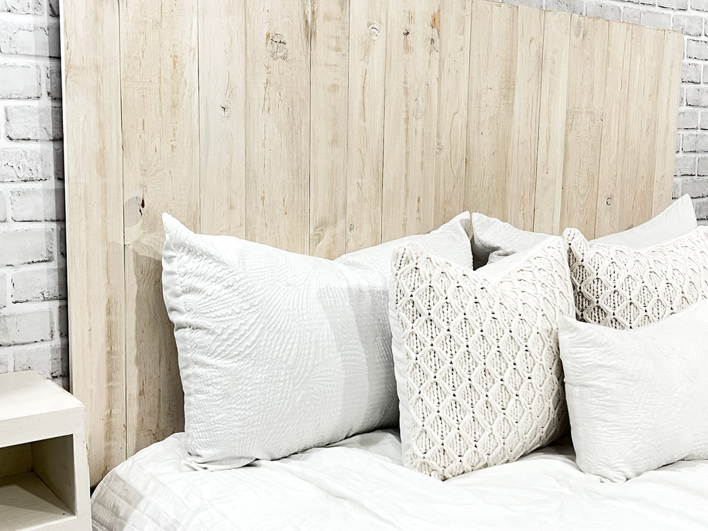 Antique White Headboard, Farmhouse Design, Solid Wood Headboard, Floating Panels, Wall Mount, Adjustable Height, Easy