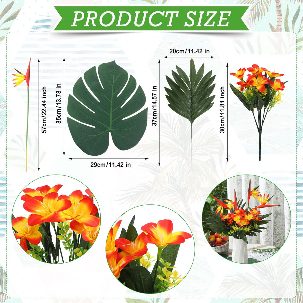 12 Set/ 48 Pcs Artificial Tropical Flower Centerpiece, Sunset Red