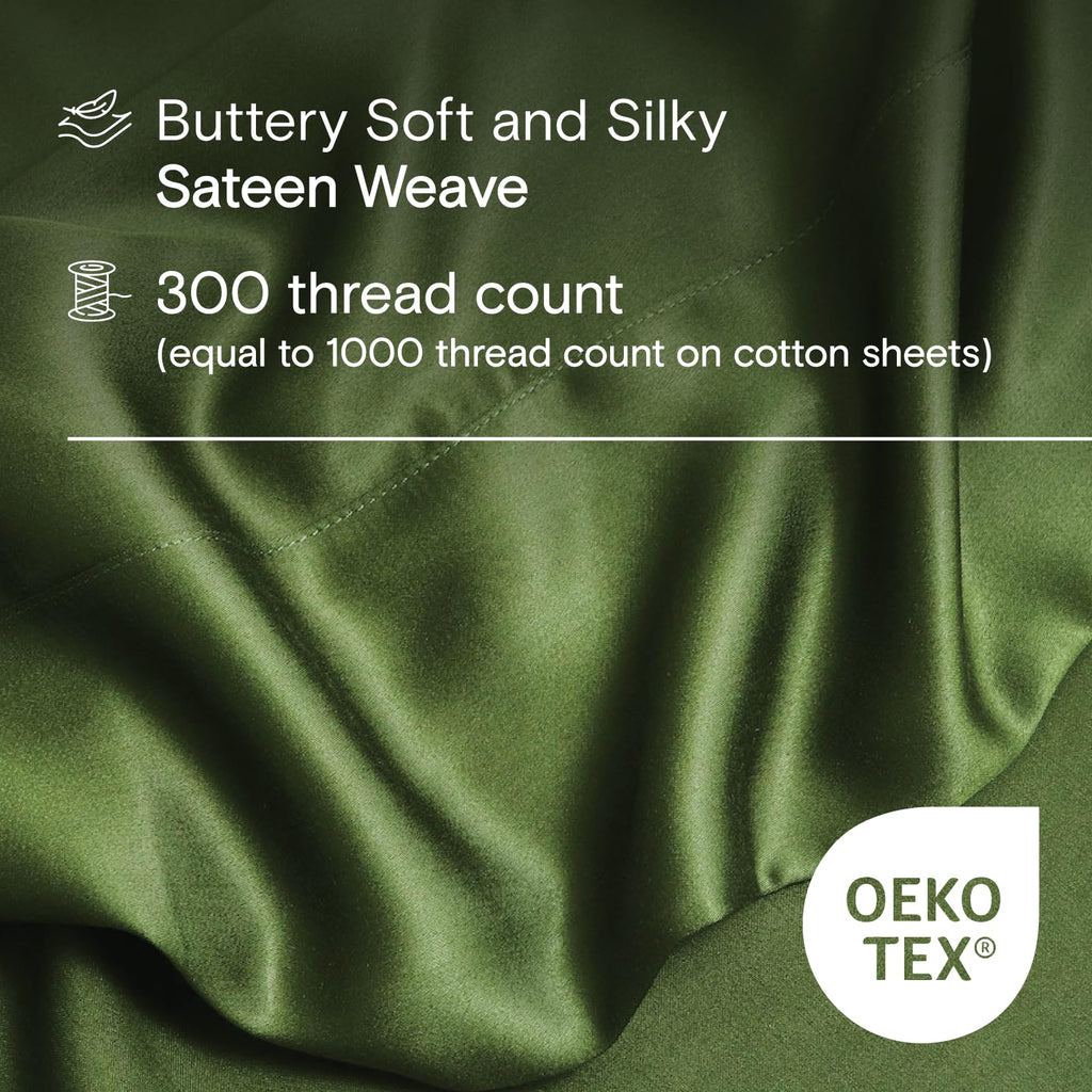 DOZ Sheet Set, 100% Viscose derived from Bamboo, Organically Grown, Buttery Soft, Cooling Sheets, High GSM, Deep