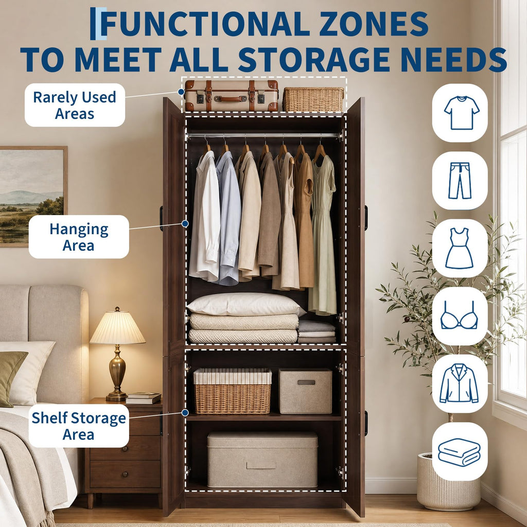 Armoire Wardrobe Closet, Farmhouse Wooden Wardrobe