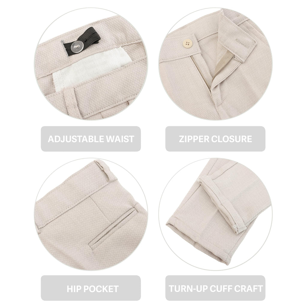 Boys Formal Suit 4 Piece Vest, Pants and Tie Dresswear Suit Set (, Beige)
