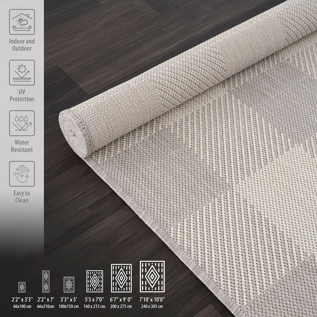 Outdoor Rug - Modern Area Rugs for Indoor and Outdoor Patios, Kitchen and Hallway mats - Easy Cleaning Non Shedding