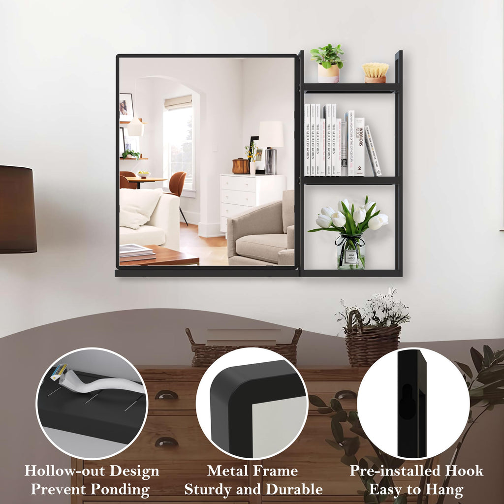 Bathroom Mirror with Shelf 31 x 24 Inch Wall Mirror with Storage