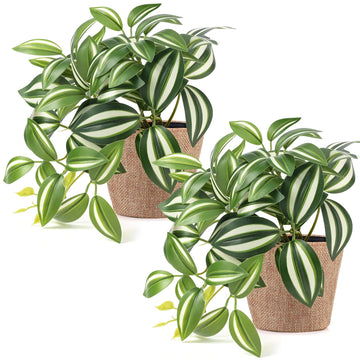 2Pcs Small Fake Trailing Plant with Removable Burlap Pot Cover