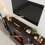 72 Inch Vintage-Style Fireplace TV Stand for TVs up to 80 Inches, Mantel with Gold Carved Accents, 23 Inch Electric Fireplace Insert with Remote Control
