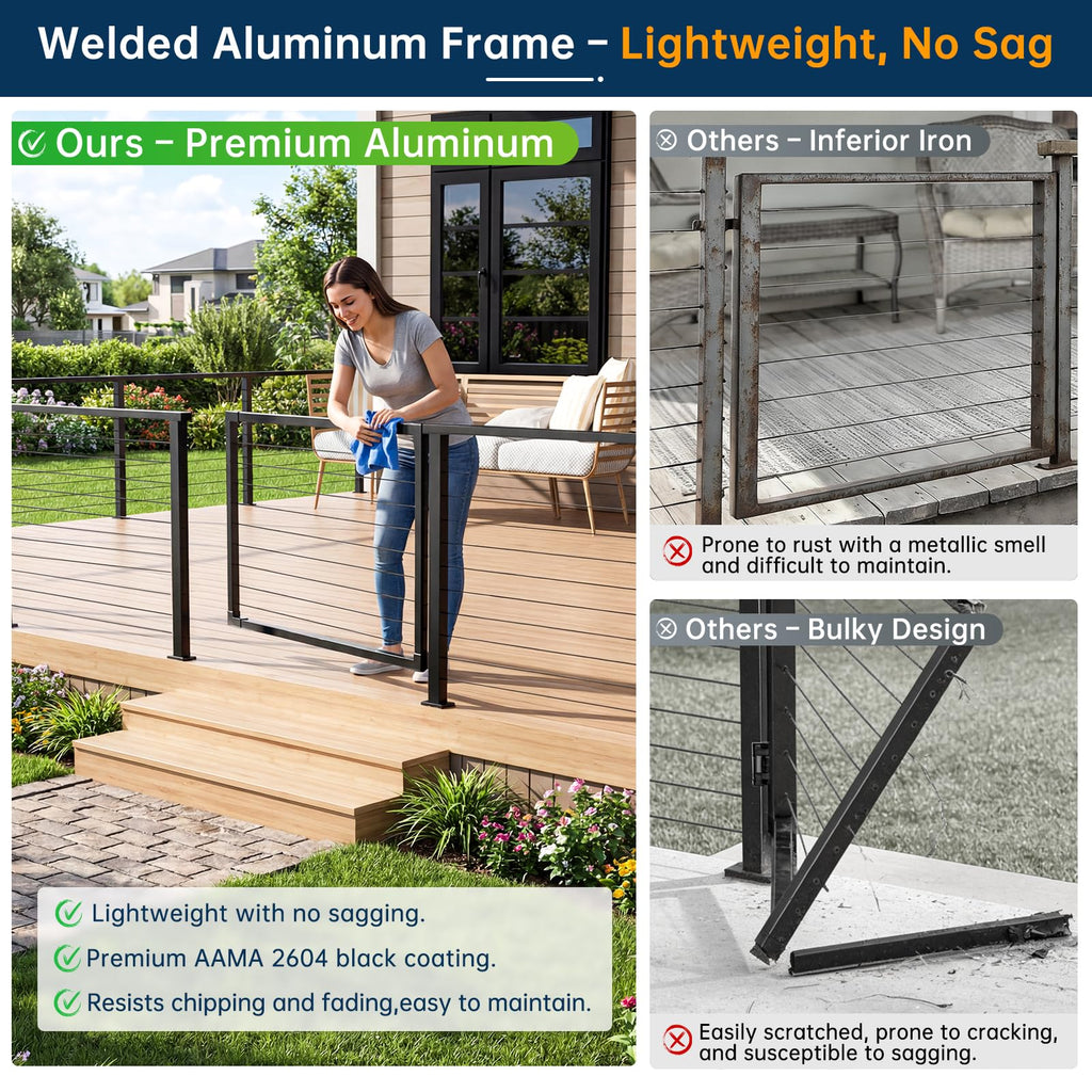 4 ft W × 32 in H Aluminum Cable Railing Gate for 36" Railing System