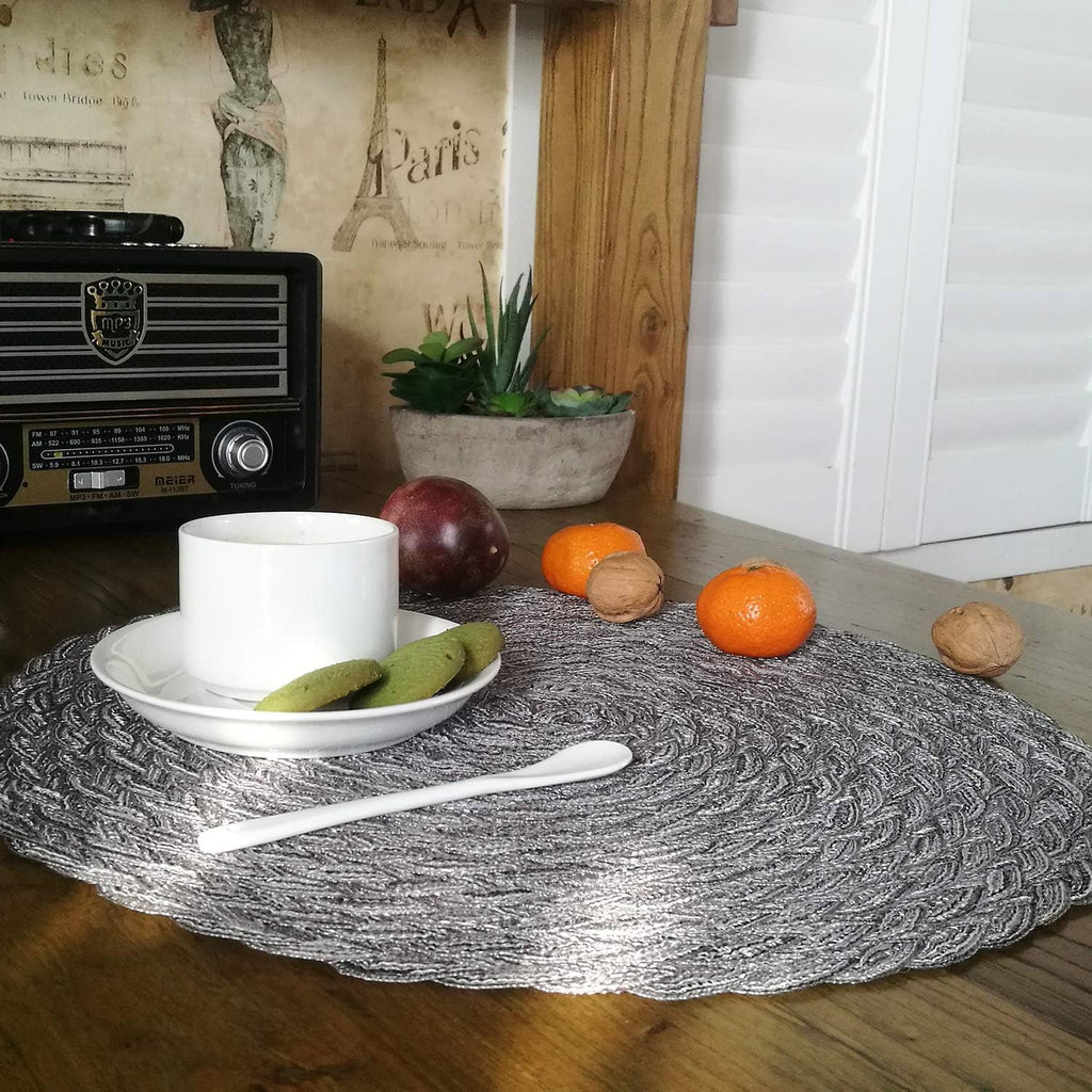 Round Placemats Heat-Resistant Stain Resistant Anti-Skid Washable Polyproplene Table Mats Placemats ( - Set of 6