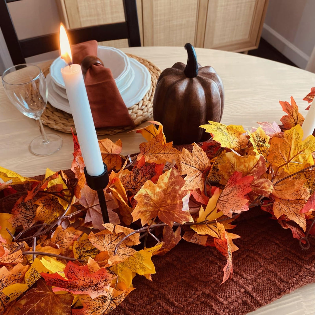 9 Pack Fall Leaf Garland, Total 53.1Ft Artificial Fall Vines Autumn Garland Fall Maple Leaves Thanksgiving Decor