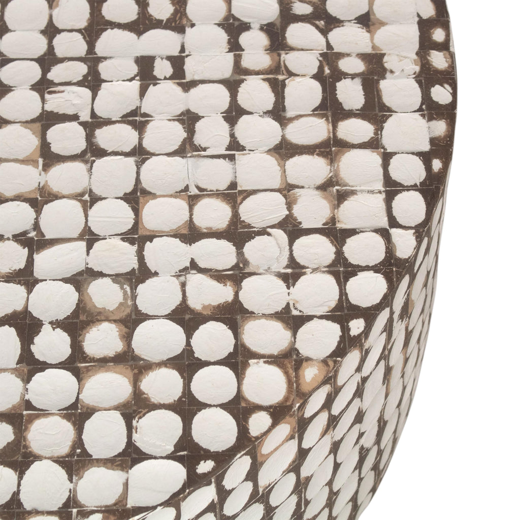 Mila White Round Coffee Table, Boho Coastal Pedestal