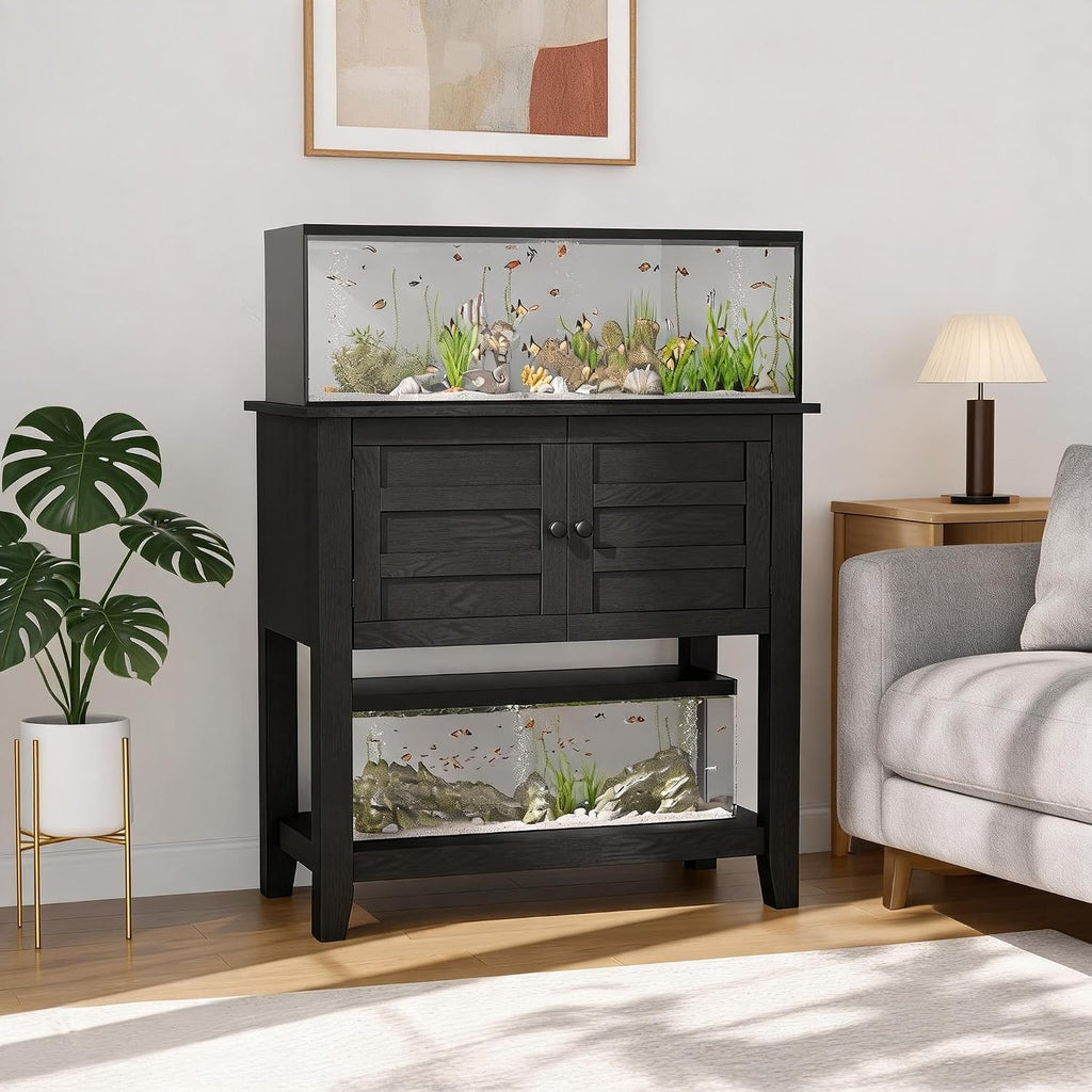 Heavy Duty 20-29 Gallon Aquarium Stand with Charging Station, Magnetic Doors