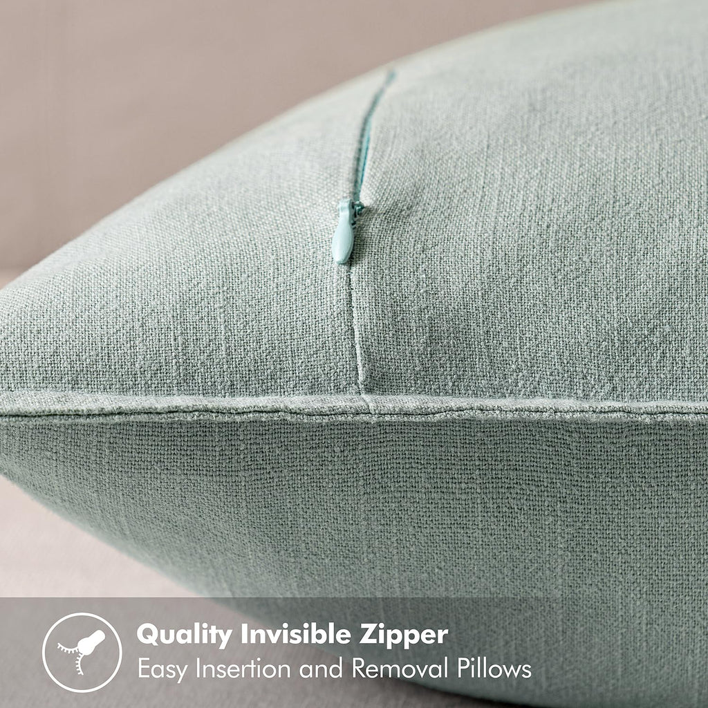 Decorative Linen Pillow Covers 18x18 Inch Aqua Green