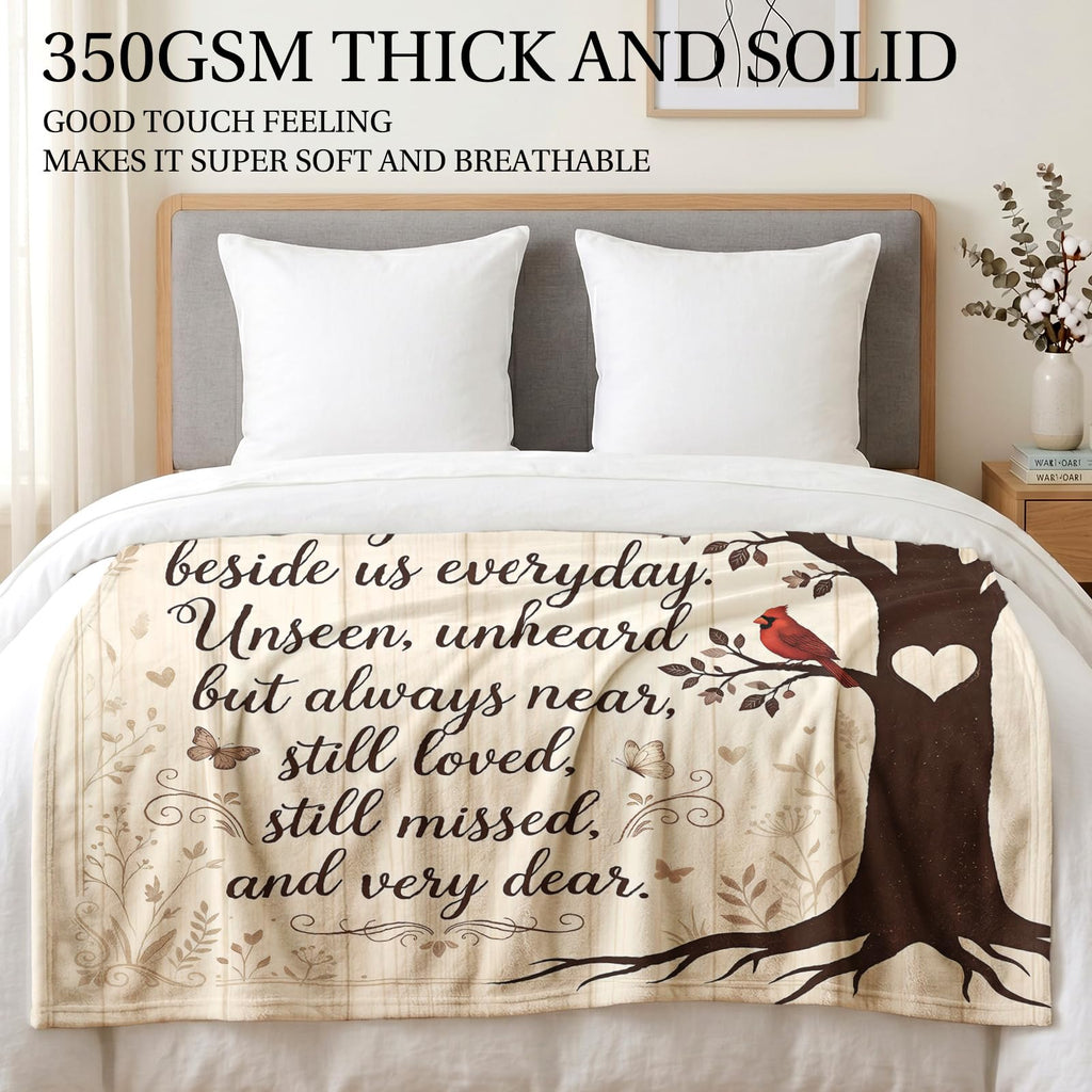 Sympathy Gifts Blanket Memorial Cardinal Tree Beige Throw Blanket