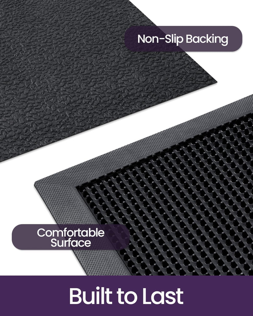 Door Mat Outside Entrance 36x48, Heavy Duty Rubber Doormats, Black | Non-Slip Low-Profile, Traps Dirt Outdoor Mat