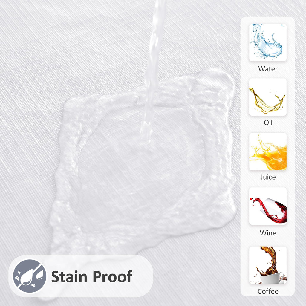 Vinyl Tablecloth with Flannel Backing-White Rectangle 6 Foot Table Cloth