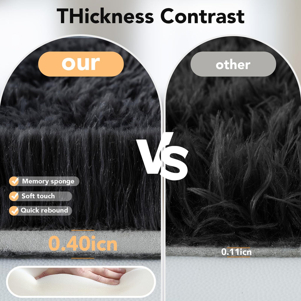 10x14 Black Carpet - Extra Large Shag Rug