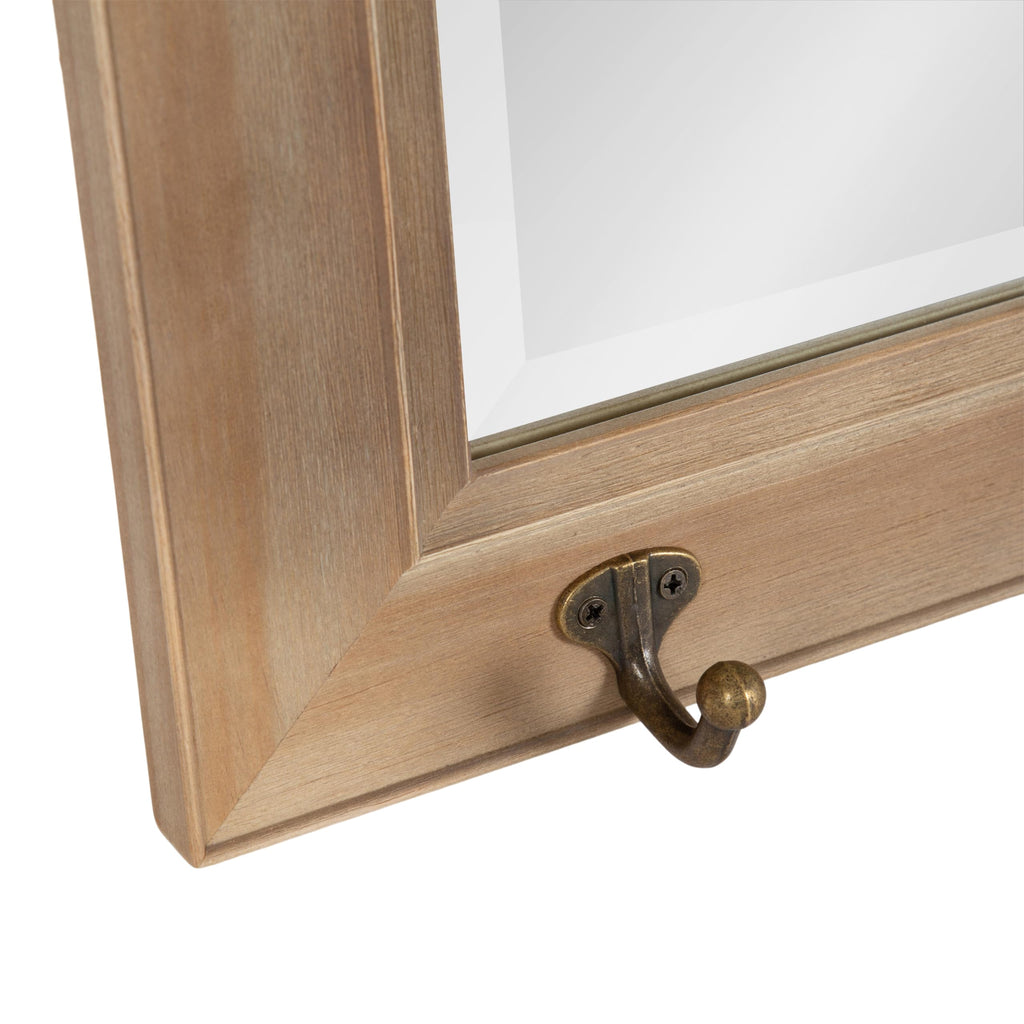 Pub Mirror with 5 Metal Hooks, Rustic Gray