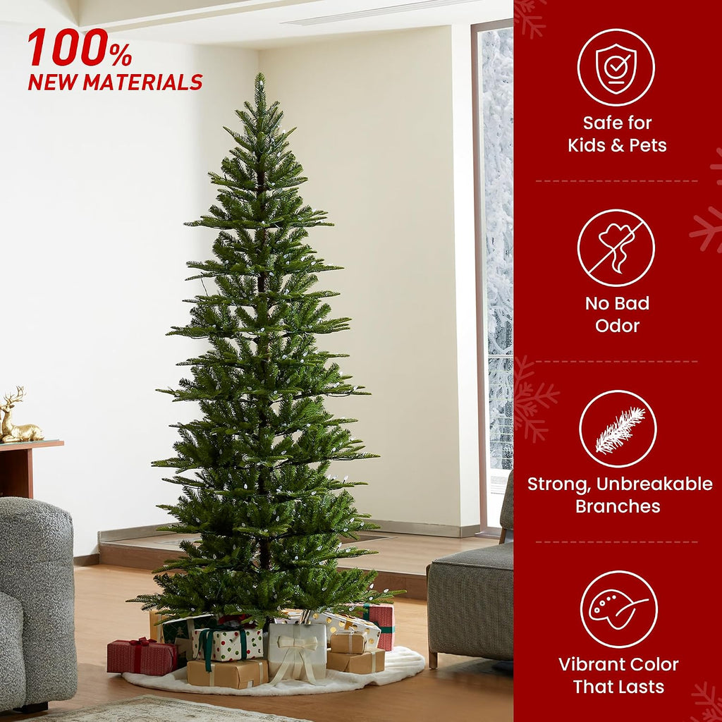 Prelit Artificial Christmas Tree, Cascade Evergreen Slim Christmas Tree with with 350 Color Changing LED Lights