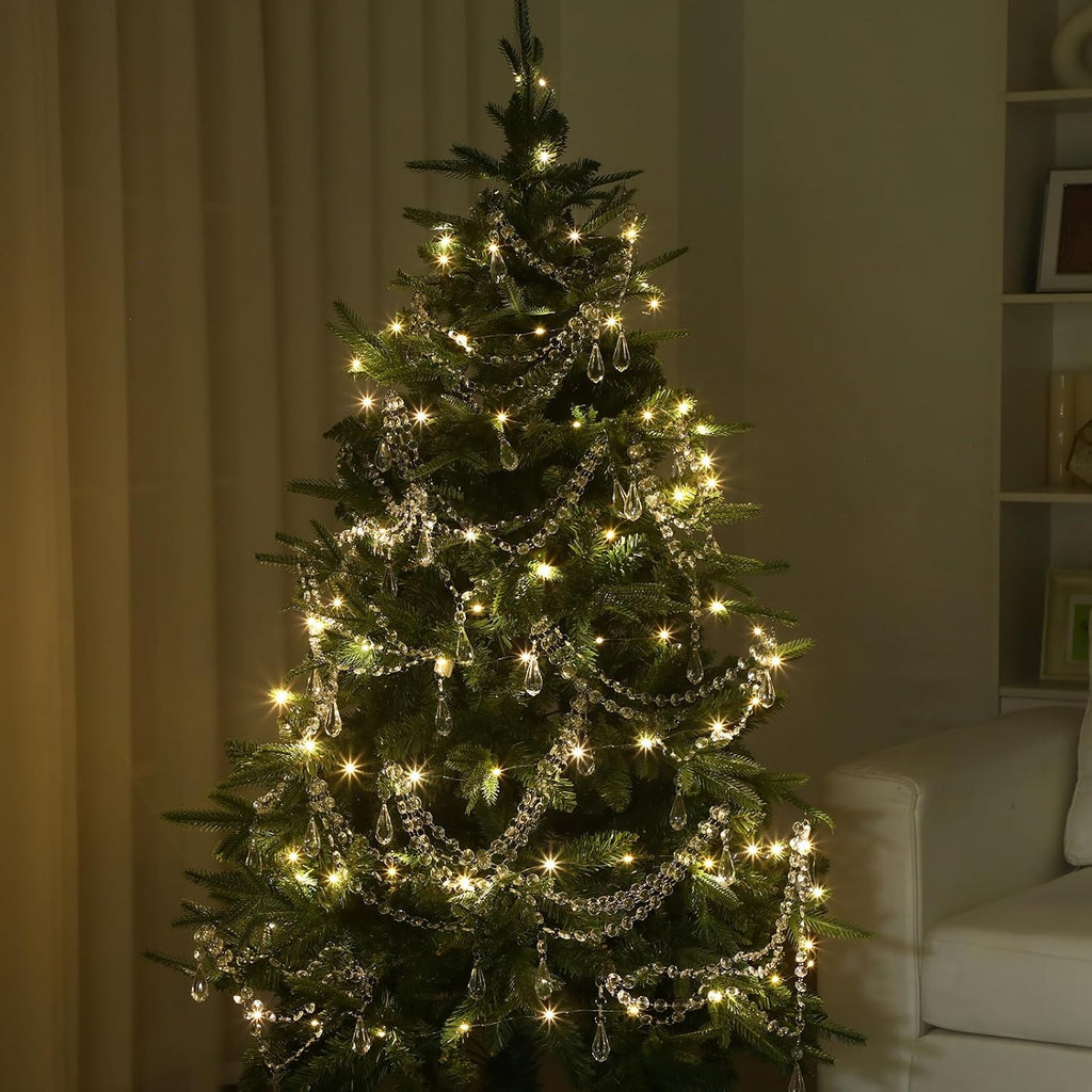 12 Pcs 3-Layer Crystal Garland for Christmas Tree 20in 16in 12in 3-Layer Acrylic Bead Garland Hanging Christmas