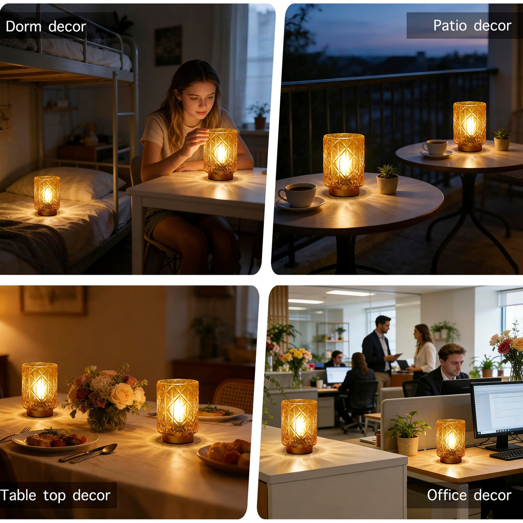 2 Pack Battery Operated Decorative Lamp, Amber