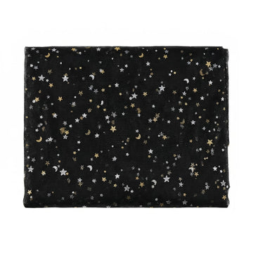 Glitter Tulle Fabric with Star Moon Sequin, 3 Yard x 59" Wide Rolls, Sparkly Sheer Material for Tutu Skirts &