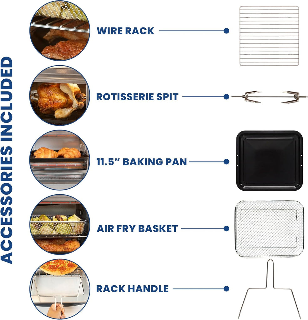 Digital 11-In-1 Air Fryer Toaster Oven Combo 26 Qt Convection Rotisserie Dehydrator Bake Broil 1800 Watts