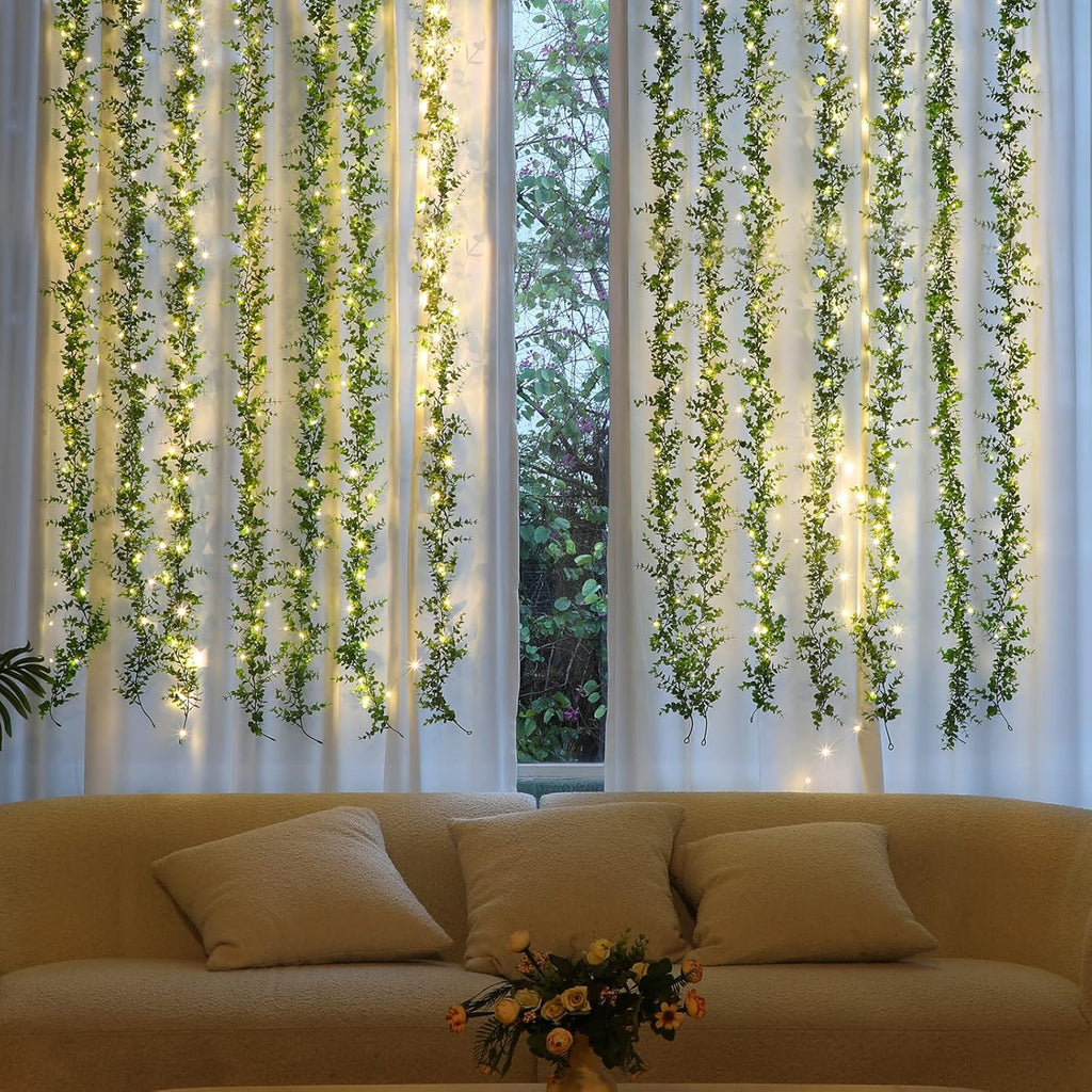 Eucalyptus Garland 12Ft Fake Vines Artificial Greenery Garland - Set of 2