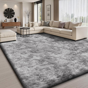 8x10 Area Rugs Living Room, Fluffy Shag Grey