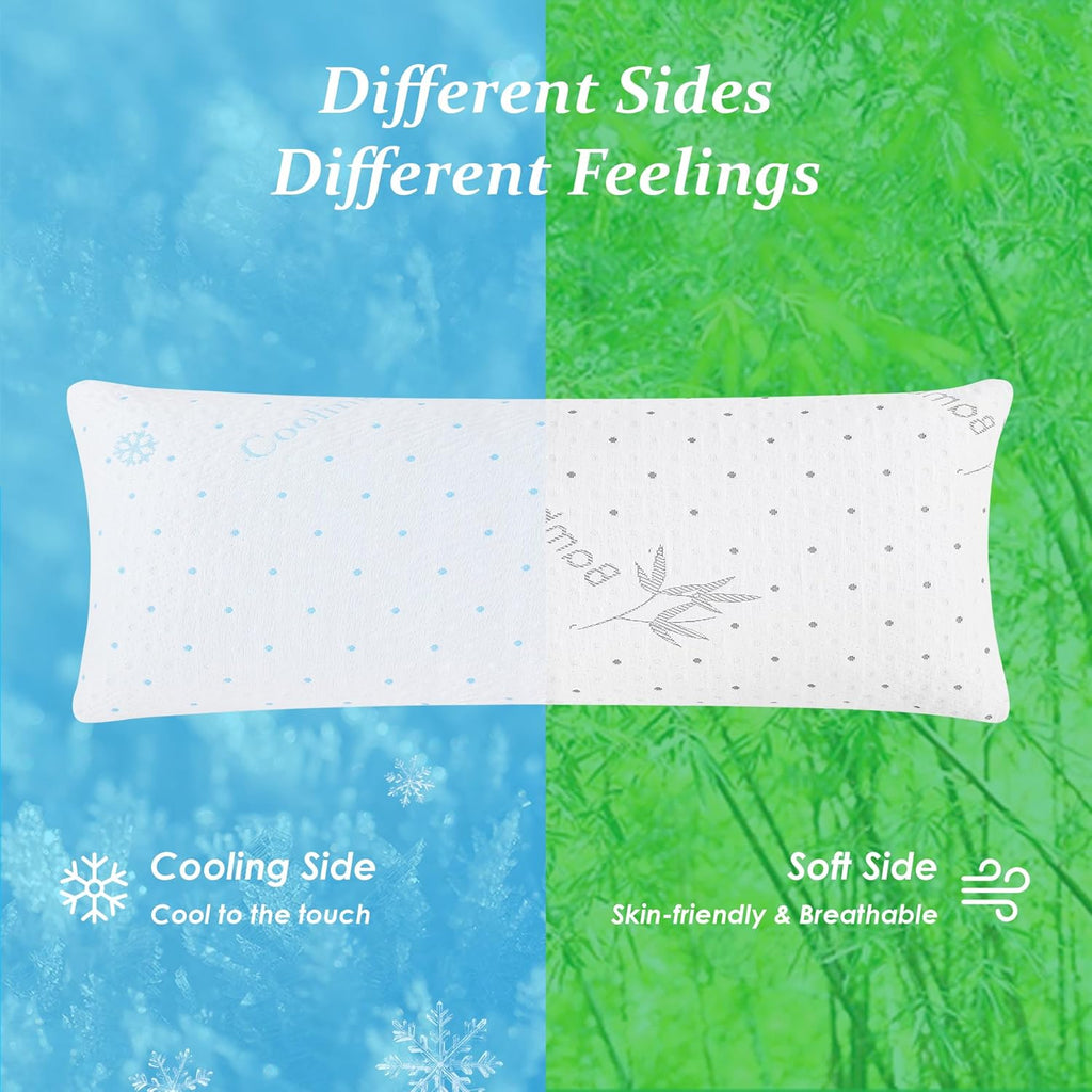 Cooling Body Pillow Shredded Memory Foam with Pillowcase for Adult | Adjustable Foam Pregnancy Long Full Bed Body