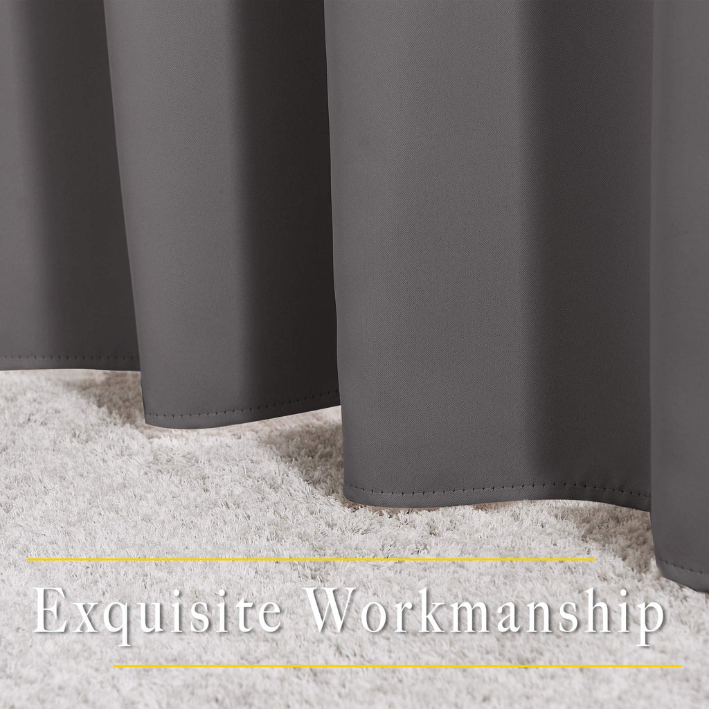 Blackout Curtains Panels - 3 Pass Microfiber Noise Reducing Thermal Insulated Solid Ring Top Blackout Window Drapes