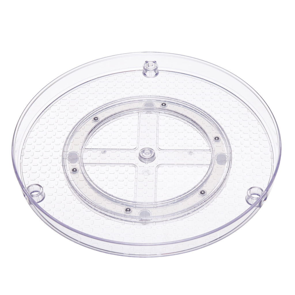 2 Tier Lazy Susan Turntable Organizer for Condiments, 12" Diameter, Clear