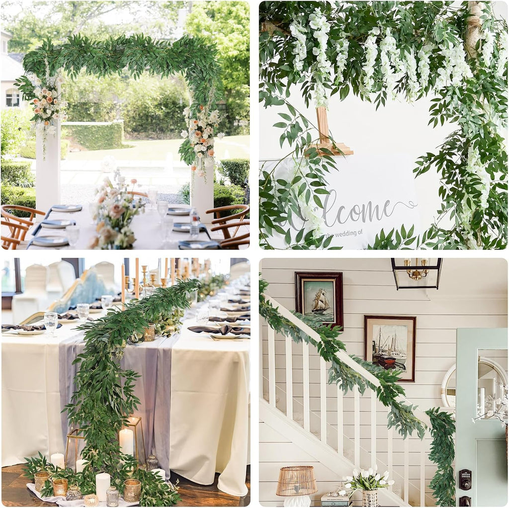 2P Artificial Willow Leaves Vine Twig 6.2Ft Thick Silk Leaf Garland - Set of 2