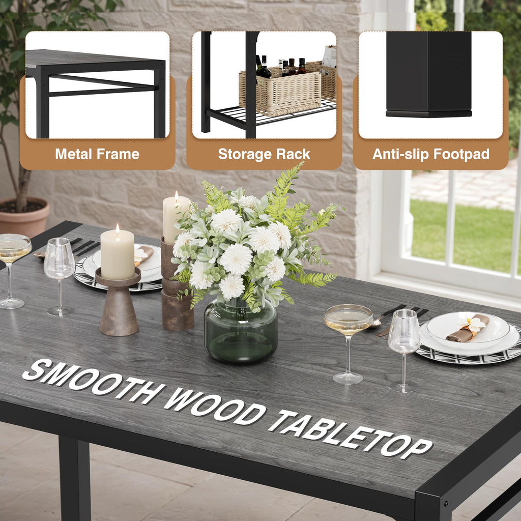 Dining Table Set for 4, Modern Kitchen Table Bench and Chairs