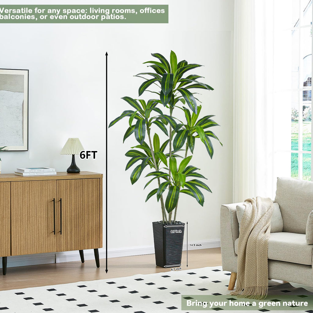 Dracaena Artificial Plants 6FT, Large Fake Tree Indoor