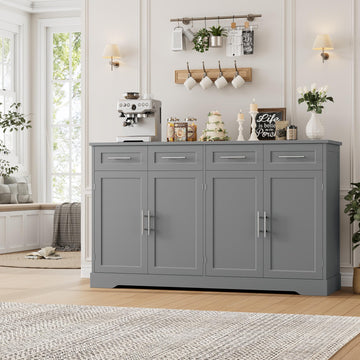 60" W Sideboard Buffet Cabinet with Storage, Kitchen Cabinet, Gray