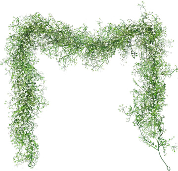 Artificial Wisteria Garlands 5.6Ft Plastic Hanging Vines White - Set of 2