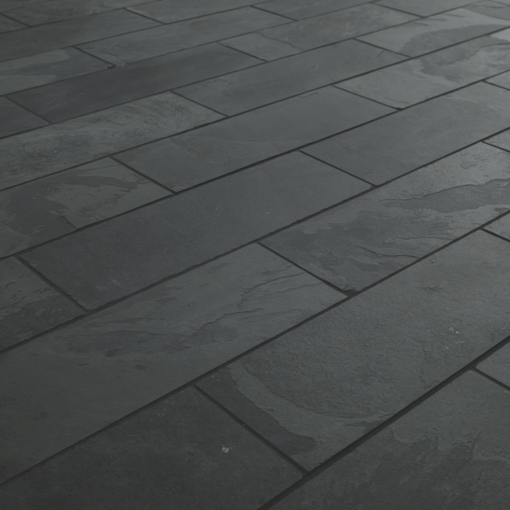 Gauged Slate Subway Tile | Camden Black Charcoal | 4" x 12"