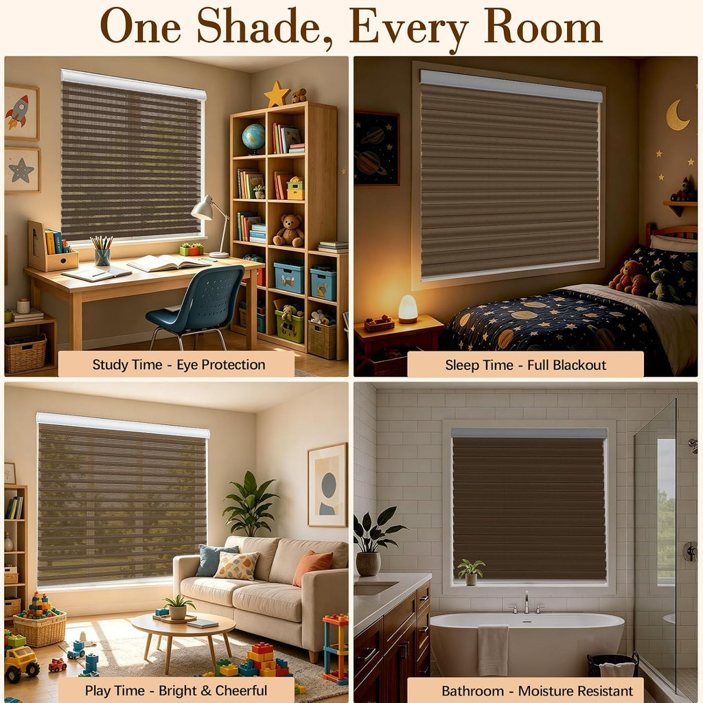 No-Drill Custom Shangri-La Roller Shades -Blackout Blinds for Windows