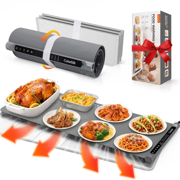 Warming Mat for Food, Electric Warming Tray with Heat-Resistant Pad-XL Grey
